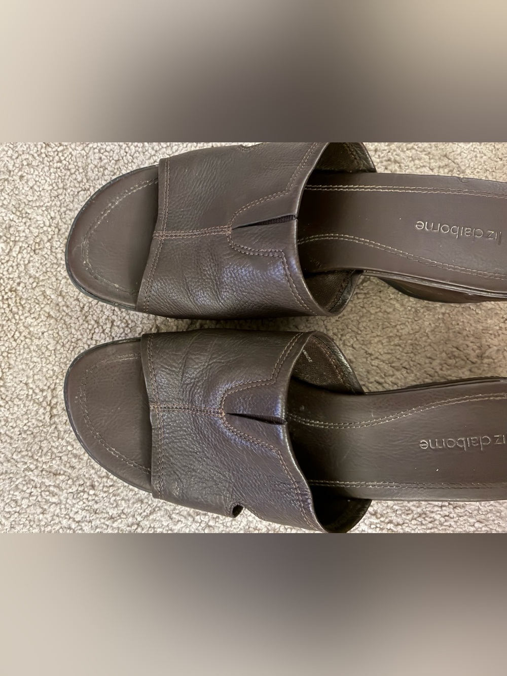 Liz Claiborne Leather Open-Toe Slides Dark Brown Sandals Mules Vintage Y2K 8M - Picture 6 of 8